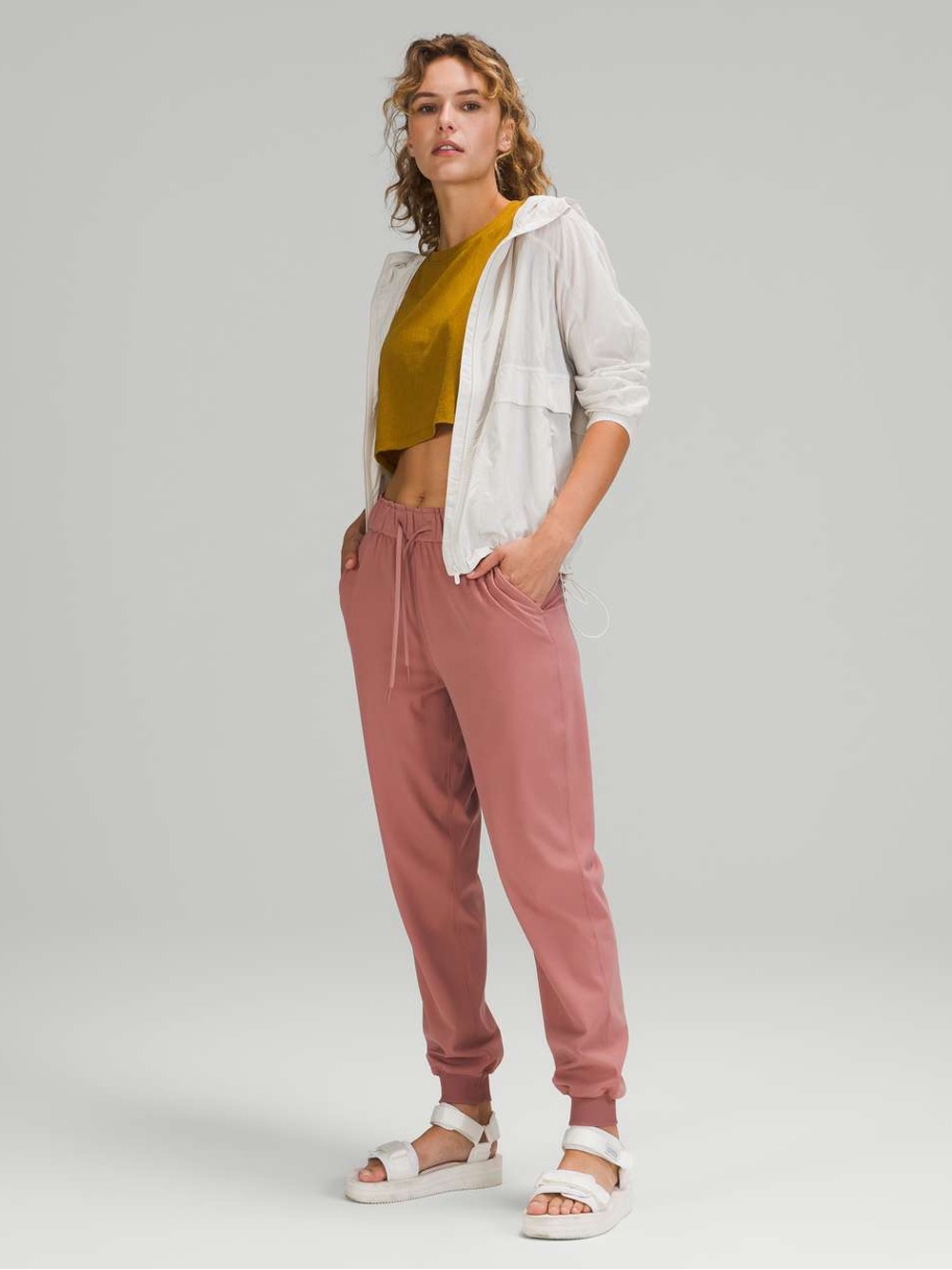 Lululemon Sz 14 Stretch High-Rise Jogger Full Length Spiced Chai Dusty Rose Pink